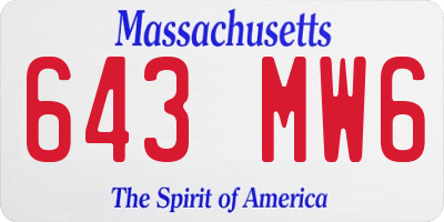 MA license plate 643MW6