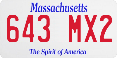 MA license plate 643MX2