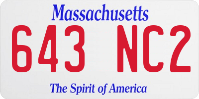 MA license plate 643NC2