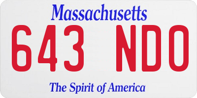 MA license plate 643ND0