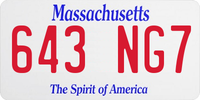 MA license plate 643NG7
