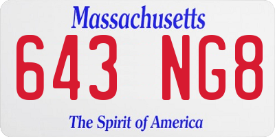 MA license plate 643NG8