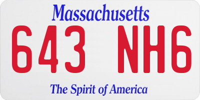 MA license plate 643NH6