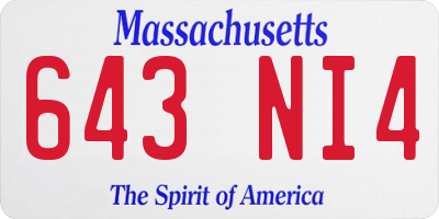 MA license plate 643NI4