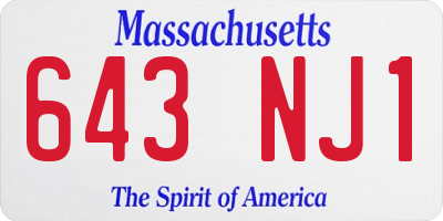 MA license plate 643NJ1