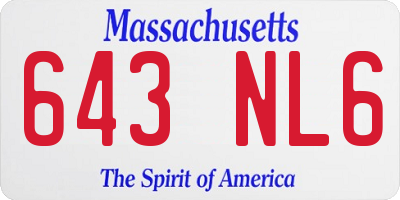 MA license plate 643NL6