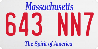 MA license plate 643NN7