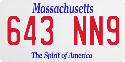 MA license plate 643NN9