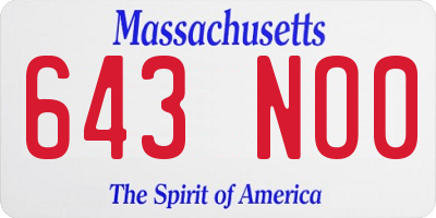 MA license plate 643NO0