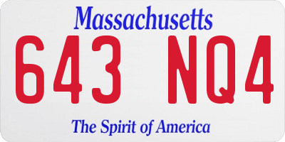 MA license plate 643NQ4