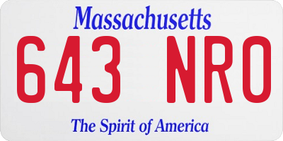 MA license plate 643NR0
