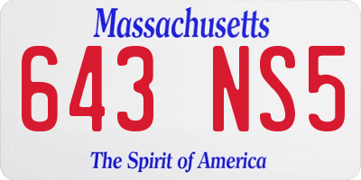 MA license plate 643NS5