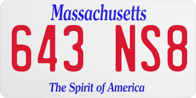 MA license plate 643NS8
