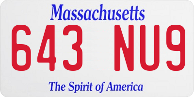 MA license plate 643NU9