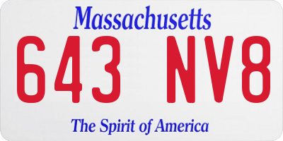 MA license plate 643NV8