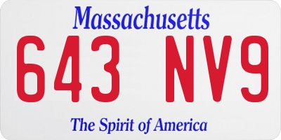 MA license plate 643NV9