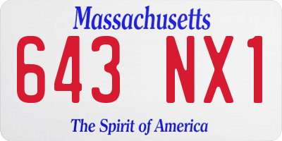 MA license plate 643NX1