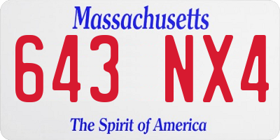 MA license plate 643NX4