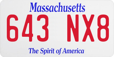 MA license plate 643NX8