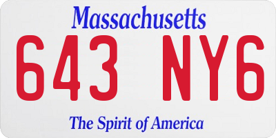 MA license plate 643NY6