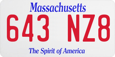 MA license plate 643NZ8