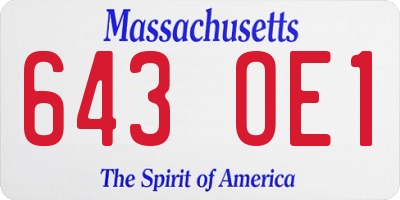 MA license plate 643OE1