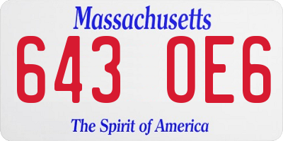 MA license plate 643OE6