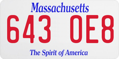 MA license plate 643OE8
