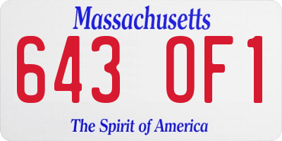MA license plate 643OF1