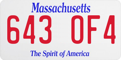 MA license plate 643OF4