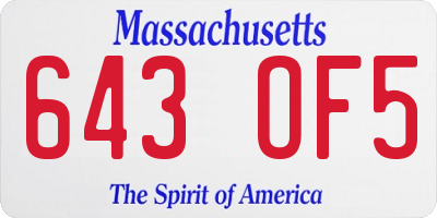 MA license plate 643OF5