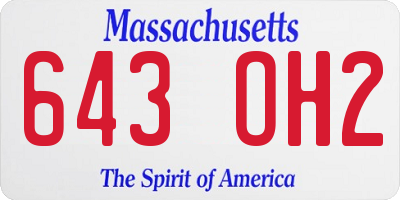 MA license plate 643OH2