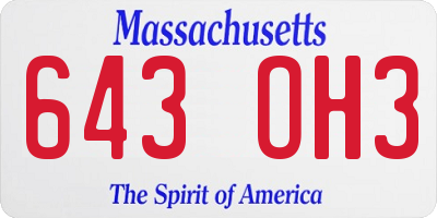 MA license plate 643OH3