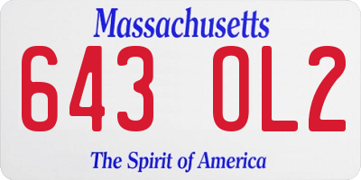 MA license plate 643OL2
