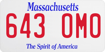 MA license plate 643OM0