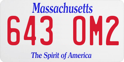 MA license plate 643OM2