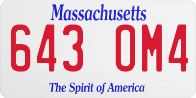 MA license plate 643OM4