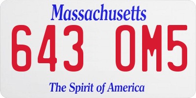 MA license plate 643OM5
