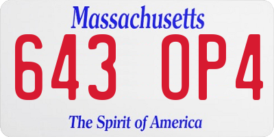 MA license plate 643OP4