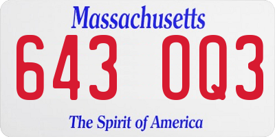MA license plate 643OQ3