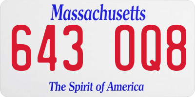 MA license plate 643OQ8