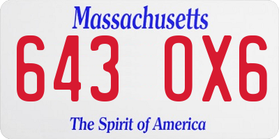 MA license plate 643OX6