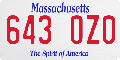 MA license plate 643OZ0