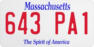 MA license plate 643PA1