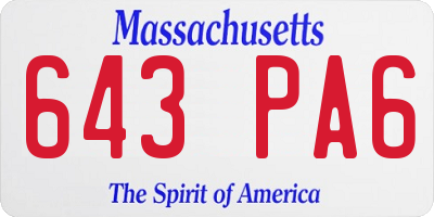 MA license plate 643PA6