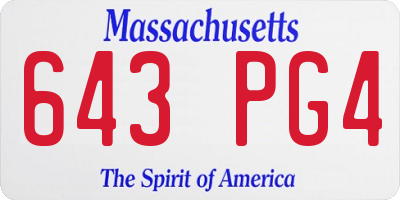 MA license plate 643PG4
