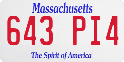 MA license plate 643PI4