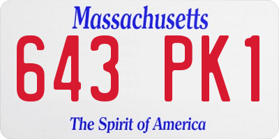 MA license plate 643PK1