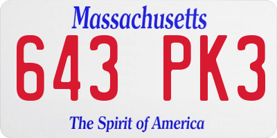 MA license plate 643PK3