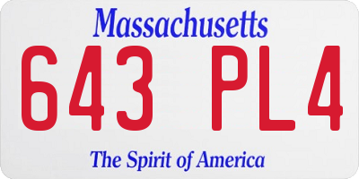 MA license plate 643PL4